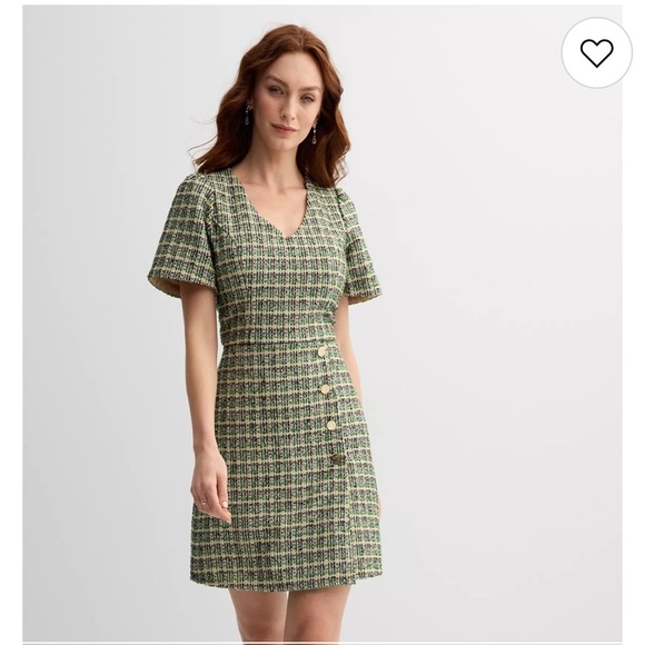 Draper James Elegant Green Tweed Dress - Picture 1 of 3
